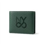 NY Signature Pebbled Genuine Leather Bifold Wallet Emerald Green Luxury Gift Box