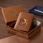 NY Signature Genuine Leather Vertical Bifold Wallet Tan Luxury Men's Gift Box Edition - Image 2